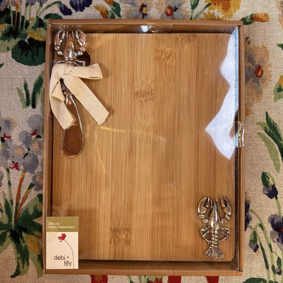 NEW Silver Lobster Cracker & Cheese Charcuterie Board & Knife Spreader Set Gift - Picture 1 of 5